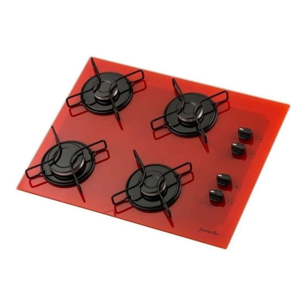 Fogão Cooktop A Gás Fornello 4 Bocas Vermelho Bivolt - 3