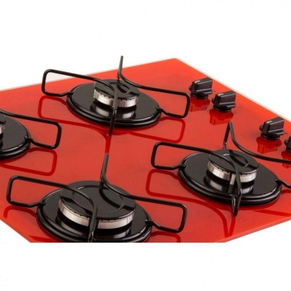 Fogão Cooktop A Gás Fornello 4 Bocas Vermelho Bivolt - 4