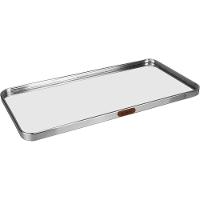 Bandeja Retangular Decorativa Espelho Metal 1x40x20cm Prata - 1
