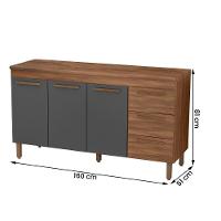 Balcão De Cozinha Atenas Com Tampo 3 Portas 3 Gavetas 158 Cm Freijo-chumbo - 4