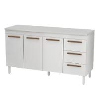 Balcão De Cozinha Atenas Com Tampo 3 Portas 3 Gavetas 158 Cm Branco - 1