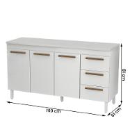 Balcão De Cozinha Atenas Com Tampo 3 Portas 3 Gavetas 158 Cm Branco - 3