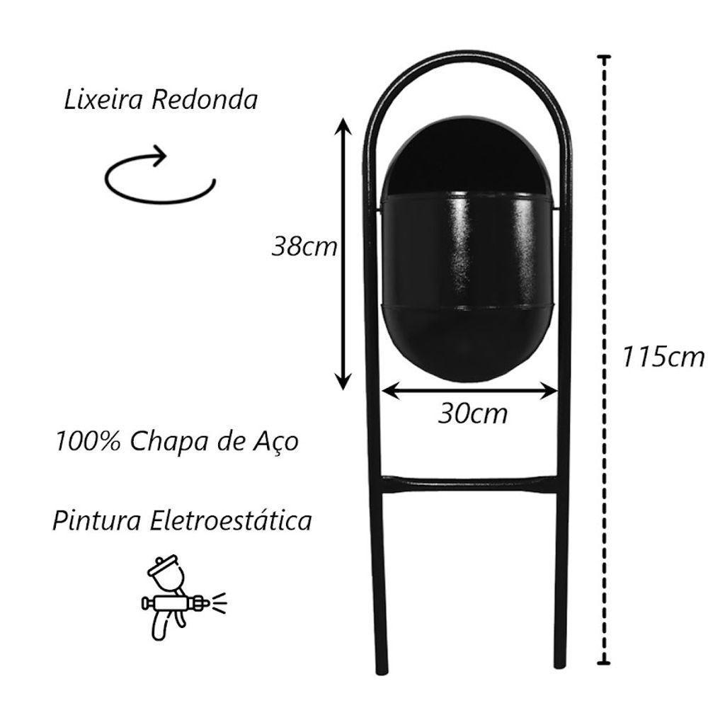 Kit 3 Lixeira Portugal Fechadachapa Parque Calçada Rua 115cm - 2