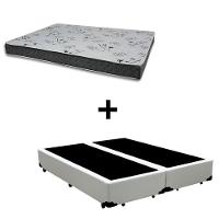 Cama Box Queen 158 Tecido Sintético Branco Com Colchão Miller - 100% Espuma - D33 Cinza 54x158x198 - 1