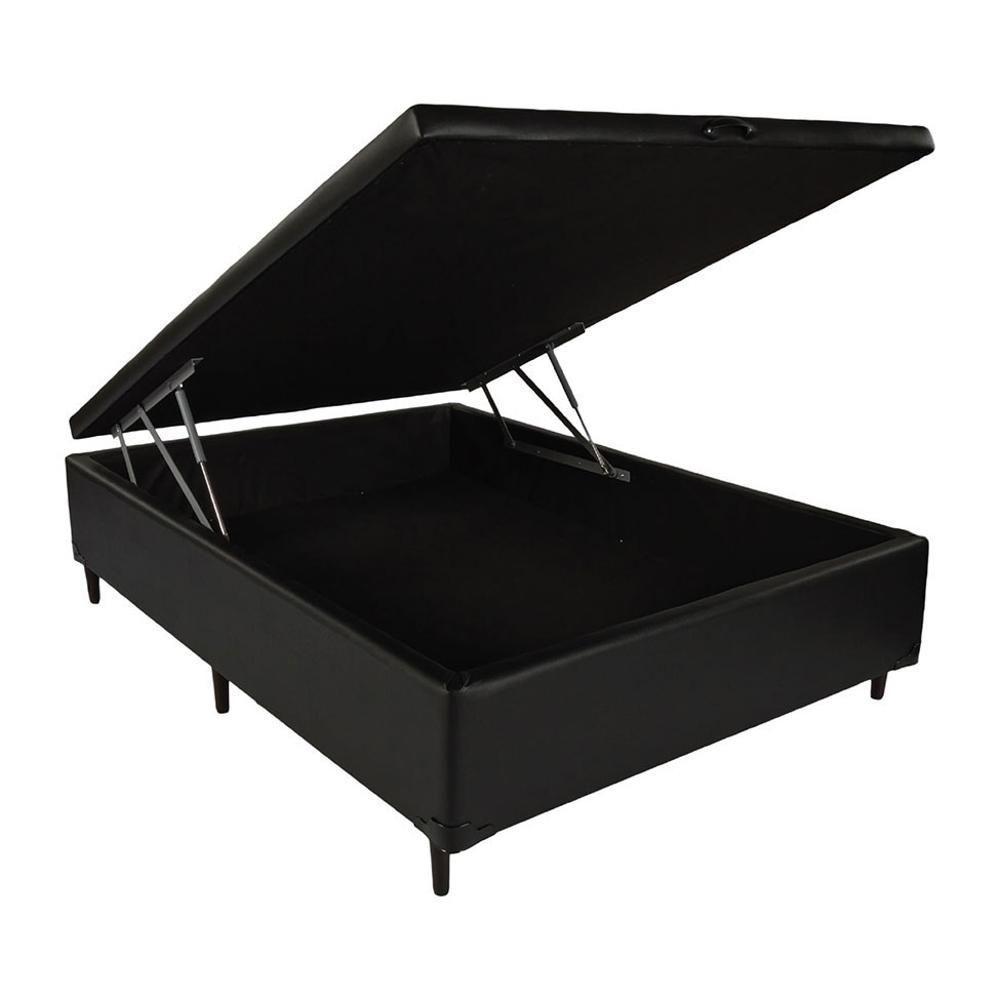 Cama Box Baú Viúva 128 Bello Box - Tecido Sintético Preto - 1