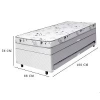 Cama Box Baú Solteiro Conjugado De Molas Com Cama Auxiliar Bicama 3 Em 1 - Matalassê Branco - 2
