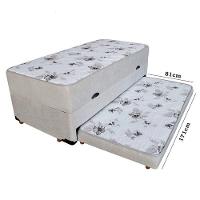 Cama Box Baú Solteiro Conjugado De Mola Com Cama Auxiliar Bicama 3 Em 1 Suede Bege - 2