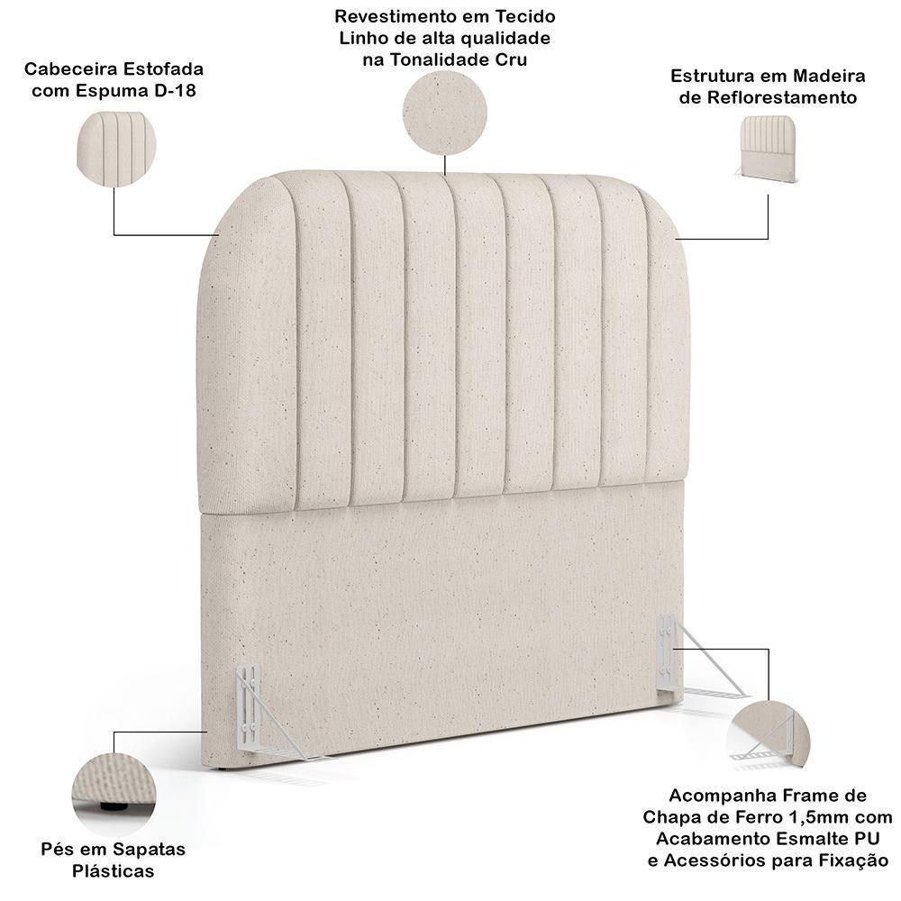 Cabeceira Cama Box Casal Estofada Orgânica 140cm Alice W01 Linho Cru - Lyam Decor - 4