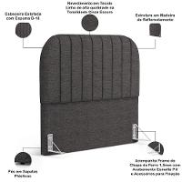 Cabeceira Cama Box Casal Estofada Orgânica 140cm Alice W01 Linho Cinza Escuro - Lyam Decor