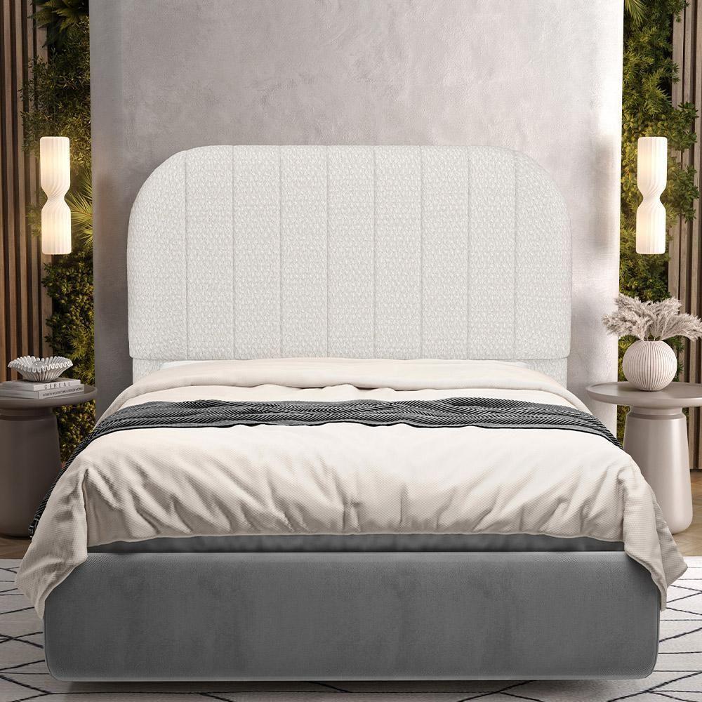 Cabeceira Cama Box Casal Estofada Orgânica 140cm Alice W01 Bouclê Cru - Lyam Decor - 2
