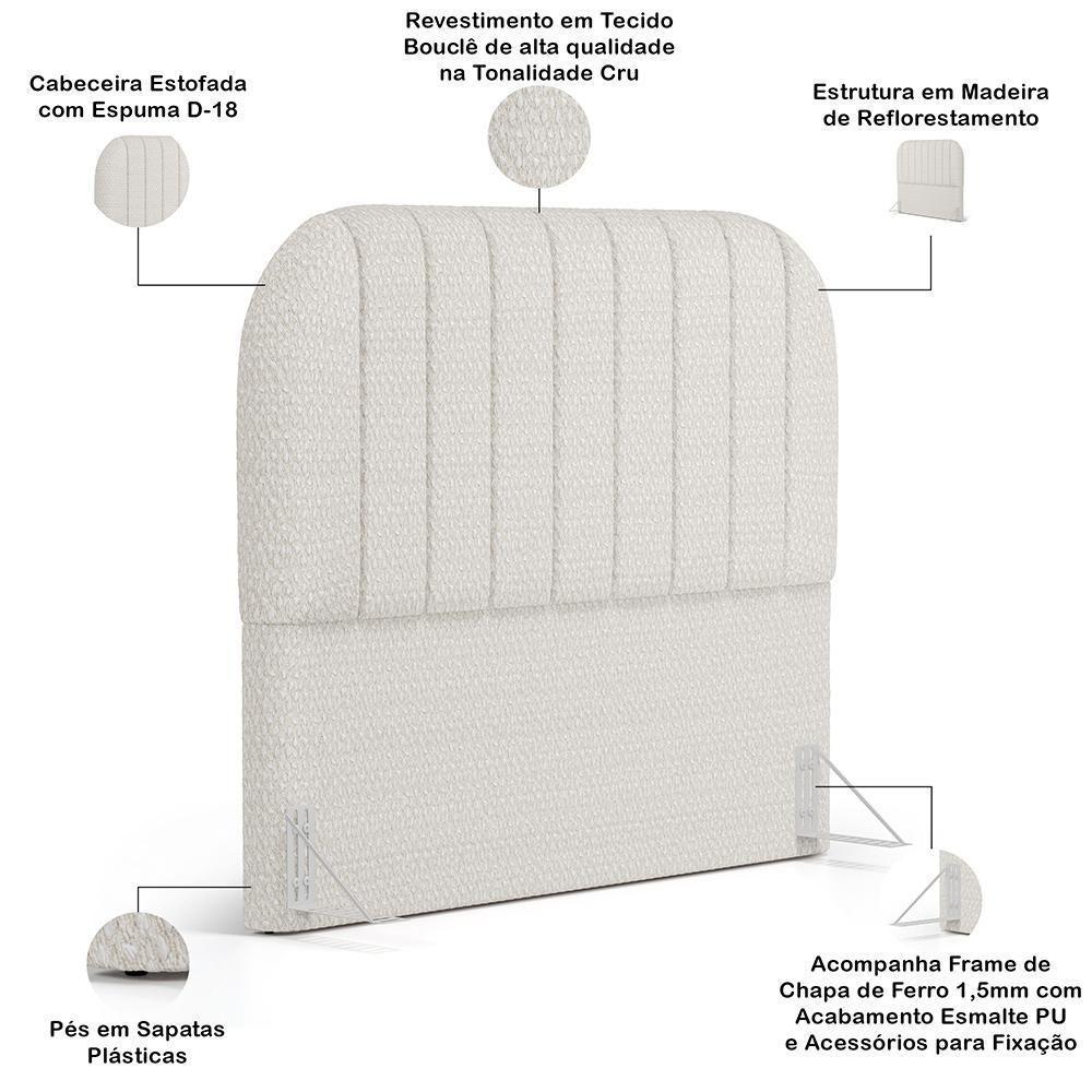 Cabeceira Cama Box Casal Estofada Orgânica 140cm Alice W01 Bouclê Cru - Lyam Decor - 4