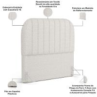 Cabeceira Cama Box Casal Estofada Orgânica 140cm Alice W01 Bouclê Cru - Lyam Decor