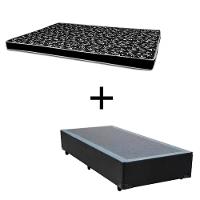 Cama Box Solteiro 88 Tecido Sintético Preto Com Colchão Hamburgo - 100% Espuma - D28 Preto 54x88x188 - 1