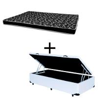 Cama Box Baú Solteiro 88 Tecido Sintético Branco Com Colchão Hamburgo - 100% Espuma - D28 Preto 55x88x188 - 1