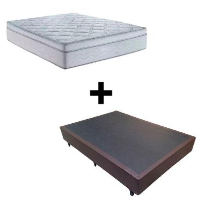 Cama Box Casal 138 Tecido Sintetico Marrom Com Colchão Toronto Molas Ensacadas Branco D33