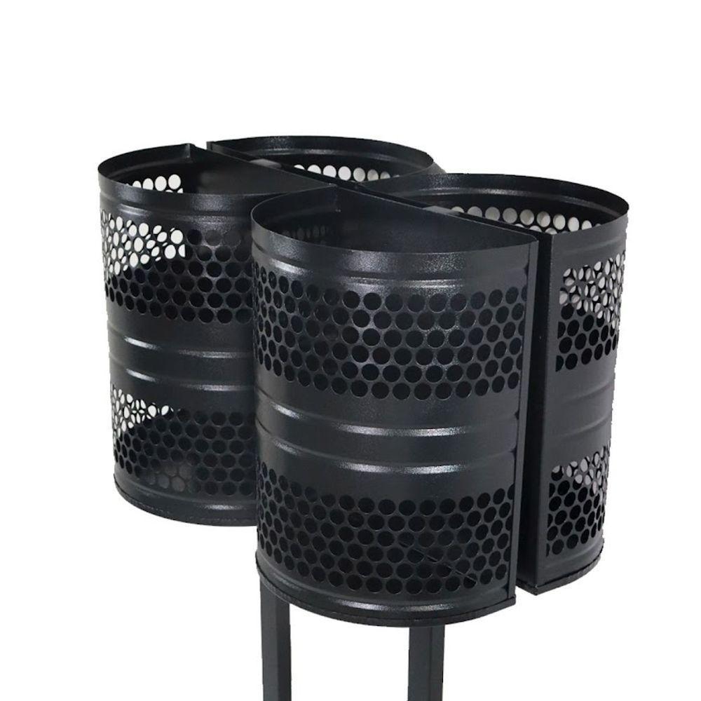 Lixeira Polônia 4 Cestos Parque Calçada Rua Tela Moeda 120cm - 2
