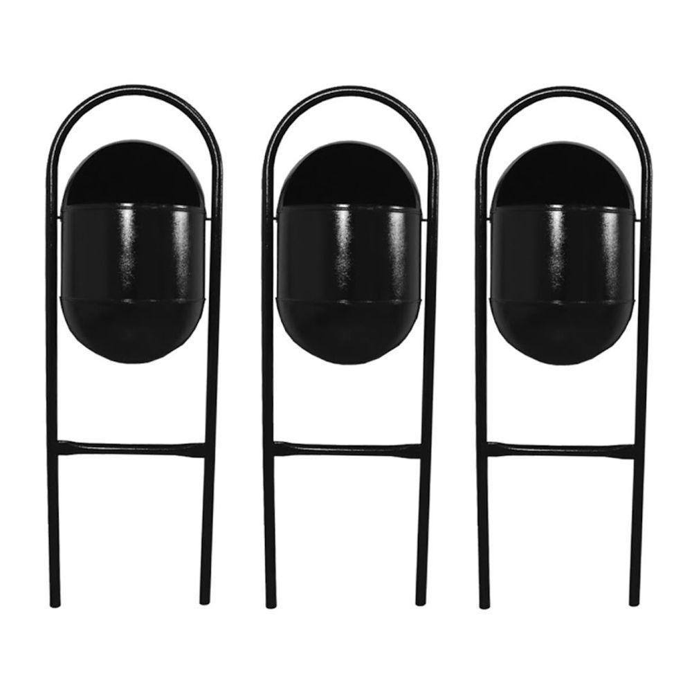 Kit 3 Lixeira Portugal Fechadachapa Parque Calçada Rua 115cm - 1