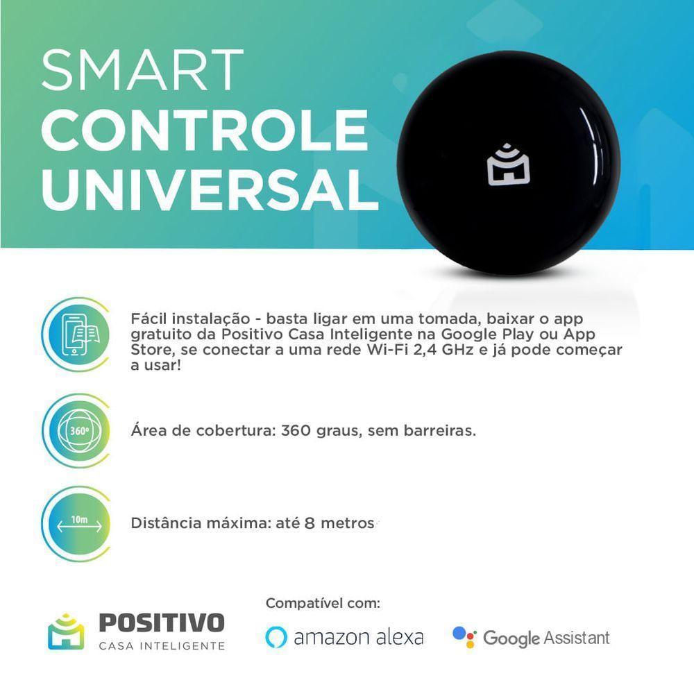 Smart Controle Universal Wi-fi Positivo Casa Inteligente - Cobertura 360° - Alcance 8m - Alimentação Micro Usb - 2