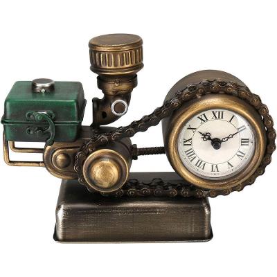 Relogio De Mesa Vintage Motor Home&co Metal 17x25x10cm Verde