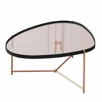 Mesa De Centro Organica Alamanda Espelhada Com Pés Metálicos Preto-bronze - 1