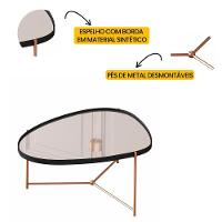 Mesa De Centro Organica Alamanda Espelhada Com Pés Metálicos Preto-bronze - 3
