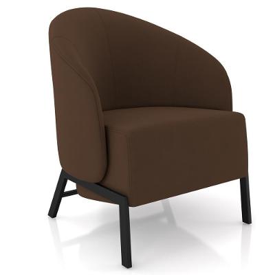 Poltrona Decorativa Para Sala Living Pés Industrial Sierra K01 Veludo Marrom - Lyam Decor