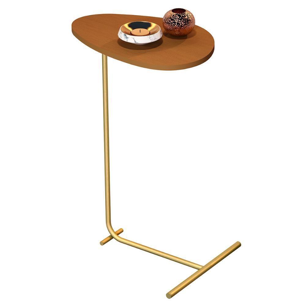 Mesa De Apoio De Sofá Orgânica Alamanda Com Pés De Metal Nature-dourado Nature-dourado - 1