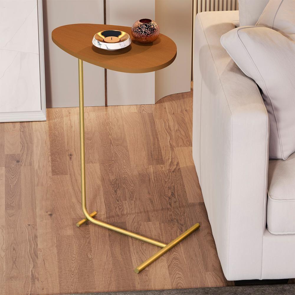 Mesa De Apoio De Sofá Orgânica Alamanda Com Pés De Metal Nature-dourado Nature-dourado - 2