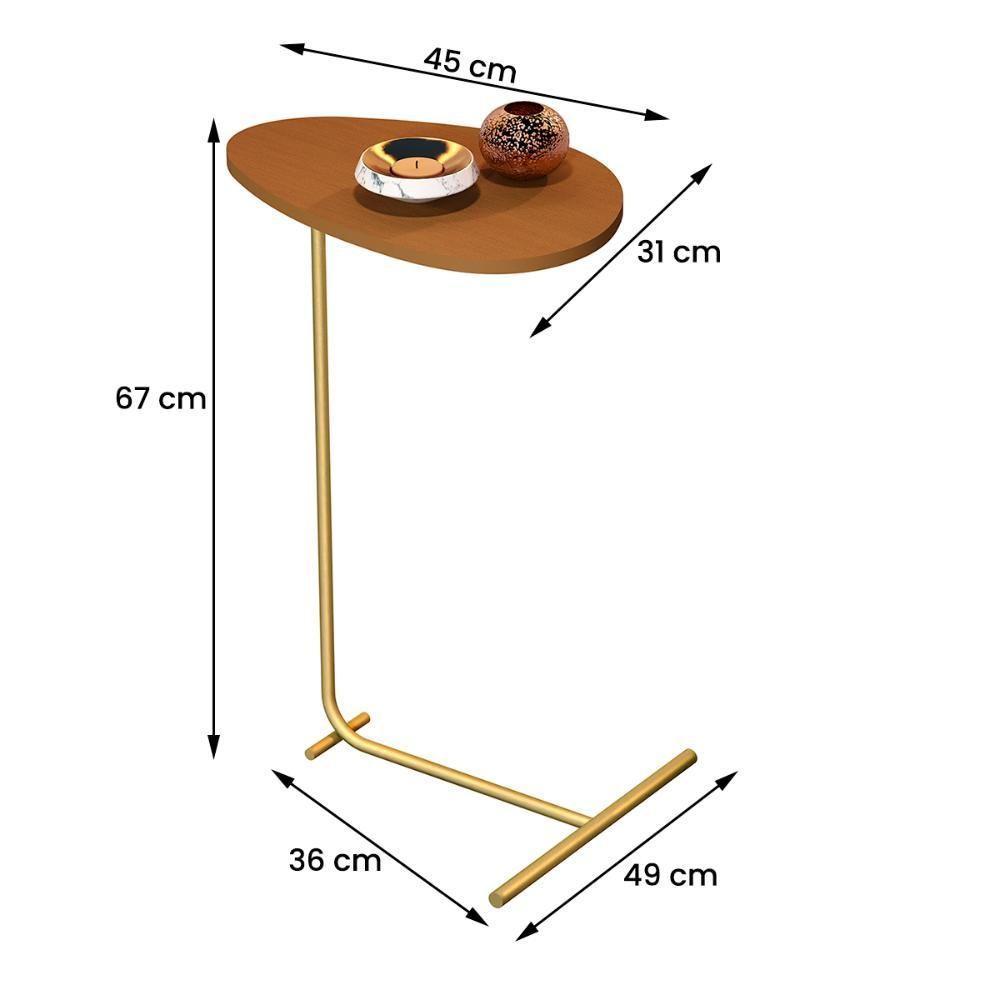 Mesa De Apoio De Sofá Orgânica Alamanda Com Pés De Metal Nature-dourado Nature-dourado - 4