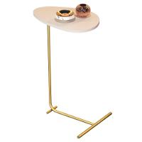 Mesa De Apoio De Sofá Orgânica Alamanda Com Pés De Metal Off White-dourado - 1