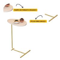 Mesa De Apoio De Sofá Orgânica Alamanda Com Pés De Metal Off White-dourado - 3