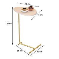 Mesa De Apoio De Sofá Orgânica Alamanda Com Pés De Metal Off White-dourado - 4