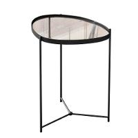 Mesa Lateral Orgânica Alamanda Espelhada Com Pés Metálicos Preto-preto - 1