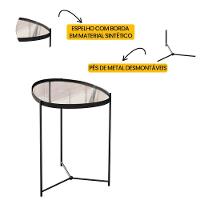 Mesa Lateral Orgânica Alamanda Espelhada Com Pés Metálicos Preto-preto - 3