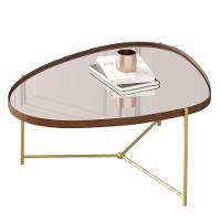 Mesa De Centro Organica Alamanda Espelhada Com Pés Metálicos Castanho-dourado - 1