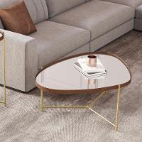 Mesa De Centro Organica Alamanda Espelhada Com Pés Metálicos Castanho-dourado - 2