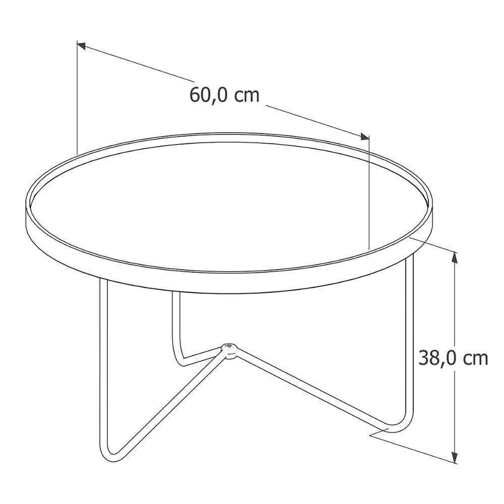 Mesa De Centro Alamanda Sala Espelhada Com Pés Metálicos Preto-preto - 4