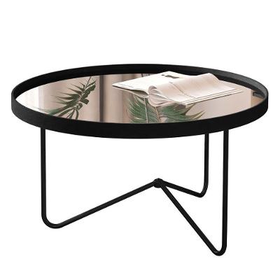 Mesa De Centro Alamanda Sala Espelhada Com Pés Metálicos Preto-preto