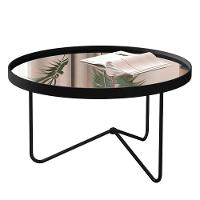 Mesa De Centro Alamanda Sala Espelhada Com Pés Metálicos Preto-preto - 1