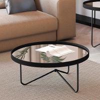 Mesa De Centro Alamanda Sala Espelhada Com Pés Metálicos Preto-preto - 2