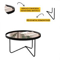 Mesa De Centro Alamanda Sala Espelhada Com Pés Metálicos Preto-preto - 3