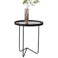 Mesa Lateral Alamanda Sala Espelhada Com Pés Metálicos Preto-preto - 1