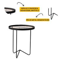 Mesa Lateral Alamanda Sala Espelhada Com Pés Metálicos Preto-preto - 3