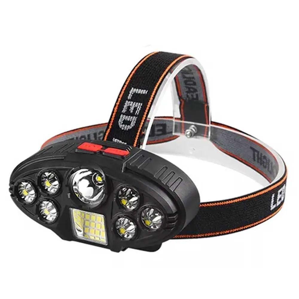 Lanterna De Cabeça Sinalizador Ajustável Profissional Trilha Barco Acampamento Pesca Pescaria 8 Leds Recarregável Usb Co - 1