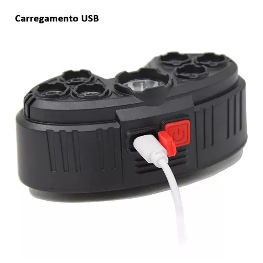 Lanterna De Cabeça Sinalizador Ajustável Profissional Trilha Barco Acampamento Pesca Pescaria 8 Leds Recarregável Usb Co - 4