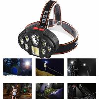 Lanterna De Cabeça Sinalizador Ajustável Profissional Trilha Barco Acampamento Pesca Pescaria 8 Leds Recarregável Usb Co - 3