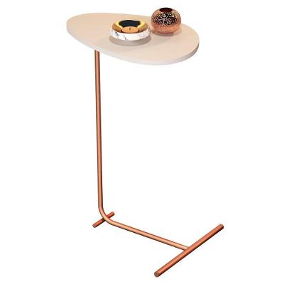Mesa De Apoio De Sofá Orgânica Alamanda Com Pés De Metal Off White-bronze