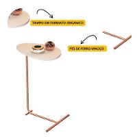 Mesa De Apoio De Sofá Orgânica Alamanda Com Pés De Metal Off White-bronze - 3