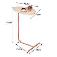 Mesa De Apoio De Sofá Orgânica Alamanda Com Pés De Metal Off White-bronze - 4