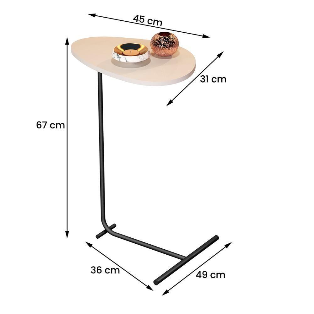 Mesa De Apoio De Sofá Orgânica Alamanda Com Pés De Metal Off White-preto - 4